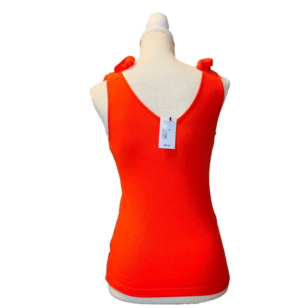 DEX Red Ribbed Tie Shoulder Tank Top Size Small - Picture 6 of 8